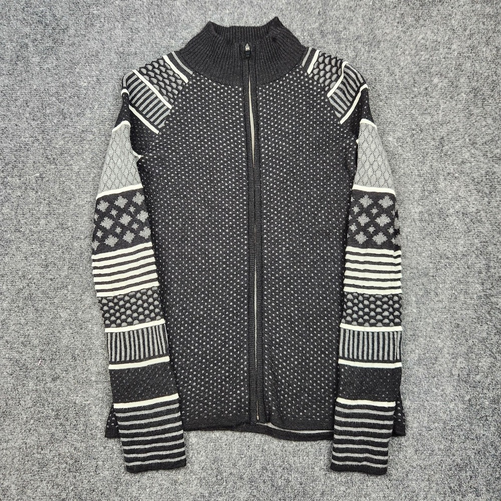 Krimson Klover Black and White Zip-Up Turtleneck Sweater